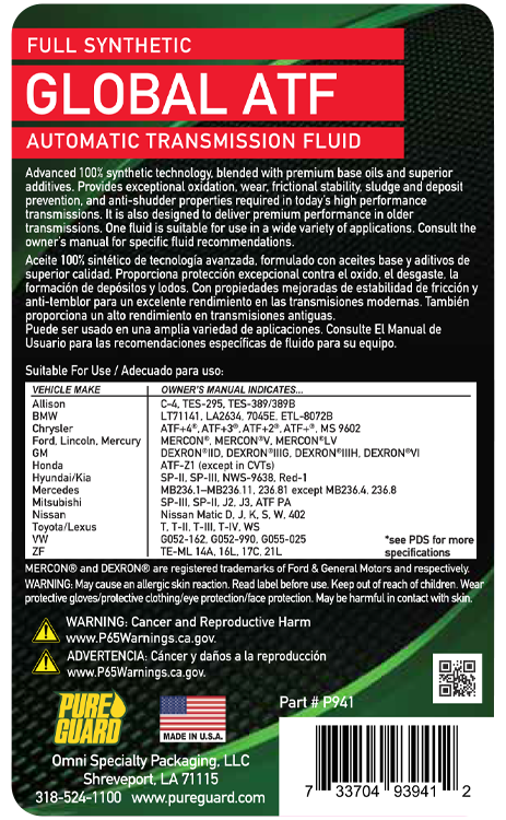 Global Transmission Fluid WS ATF+4 Synthetic Mercon V Mercon